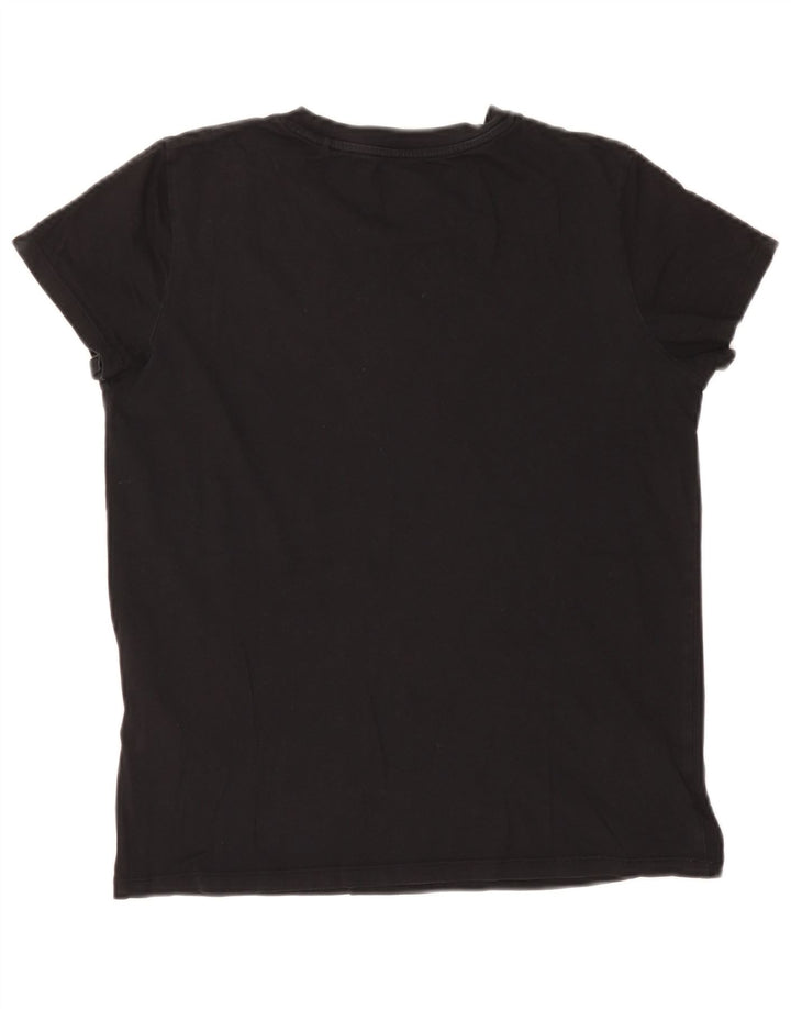 Levi's Womens Graphic T-Shirt Top UK 14 Mittelschwarze Baumwolle