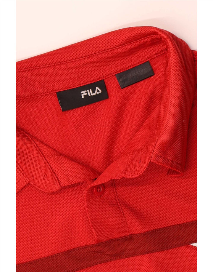Fila Herren-Poloshirt, großes rotes Colourblock-Polyester