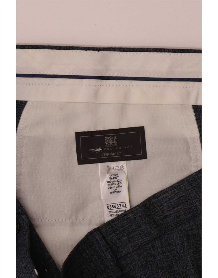Gerade Herren-Anzughose von Marks & Spencer, W42, L31, graues Leinen