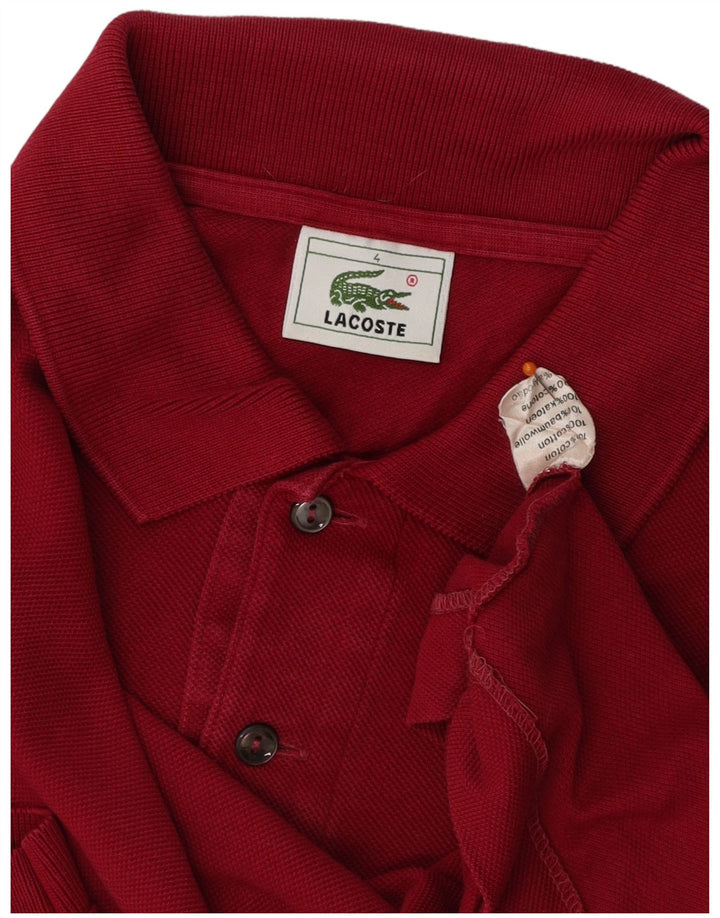 LACOSTE Mens Polo Shirt Size 4 Medium Burgundy Cotton