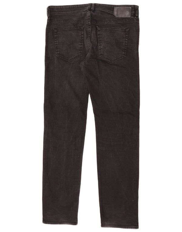 Diesel Mens Buster Tapered Regular Slim Jeans W34 L32 Black Cotton