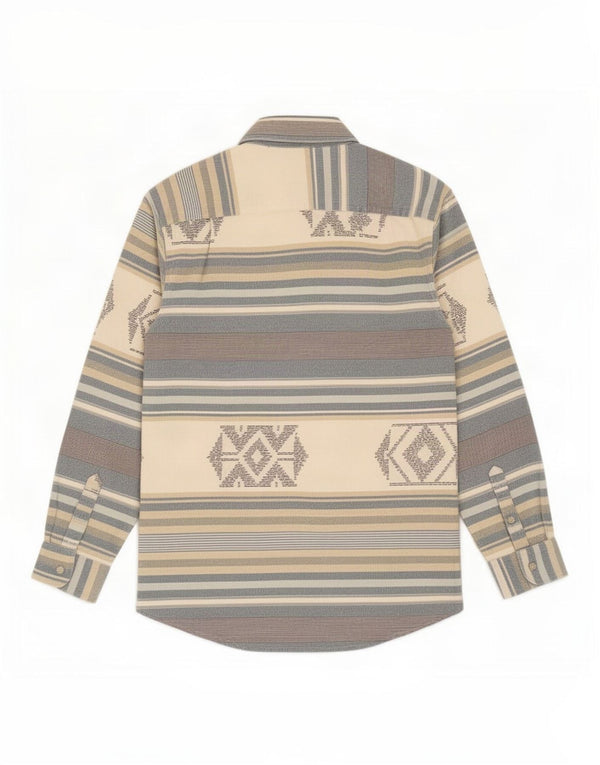 Vintage Herren Flanellhemd XL Beige Geometrisch