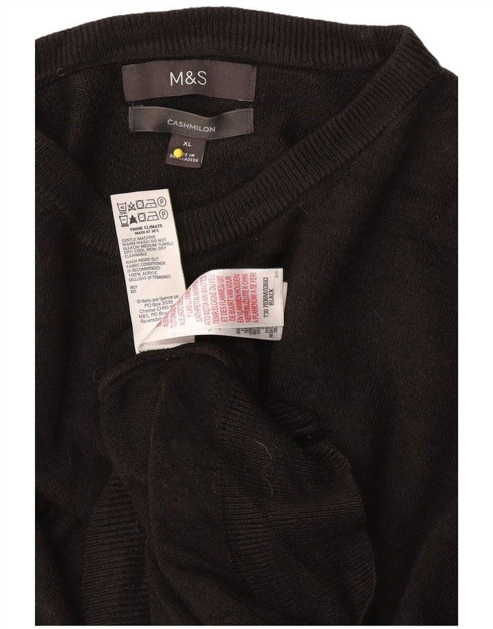 Marks & Spencer Damen-Pullover mit Rundhalsausschnitt, XL, Schwarz, Acryl