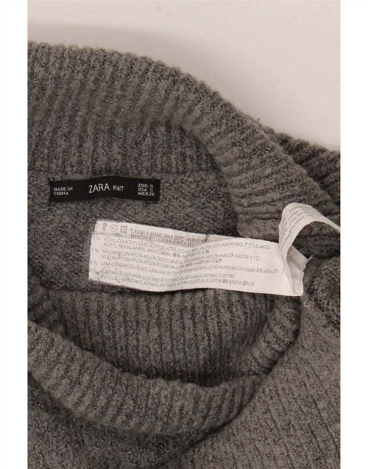 Zara Damen-Pullover mit Rollkragen, übergroß, Gr. 10, Small, Grau, Acryl