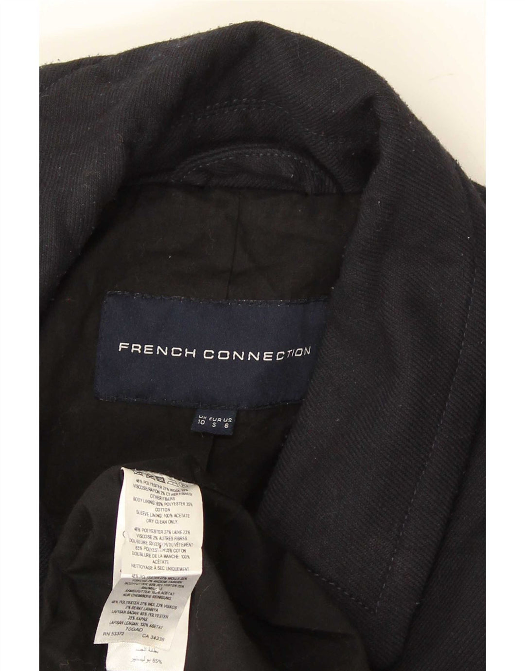 French Connection Damen Übergroßer Mantel UK 10 Small Schwarz Polyester