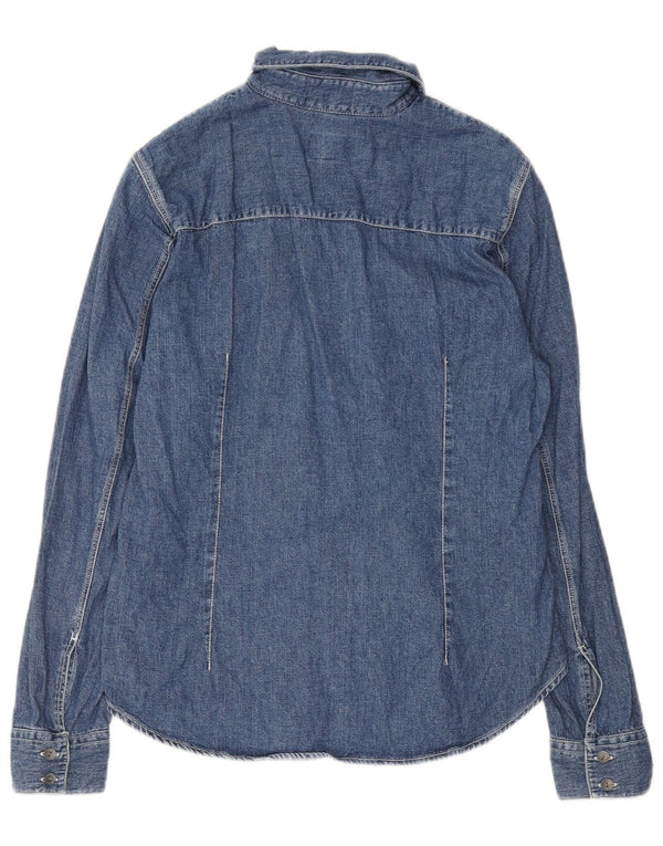 Calvin Klein Damen Jeanshemd UK 14 Große blaue Baumwolle