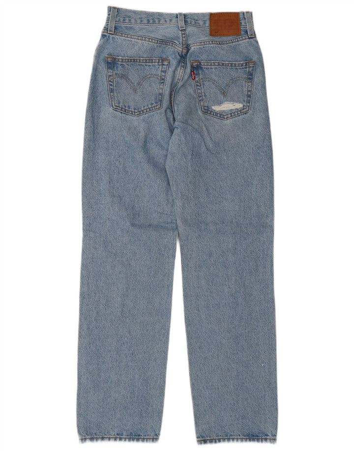 Levi's Damen 501 Distressed Straight Jeans W23 L30 Blaue Baumwolle
