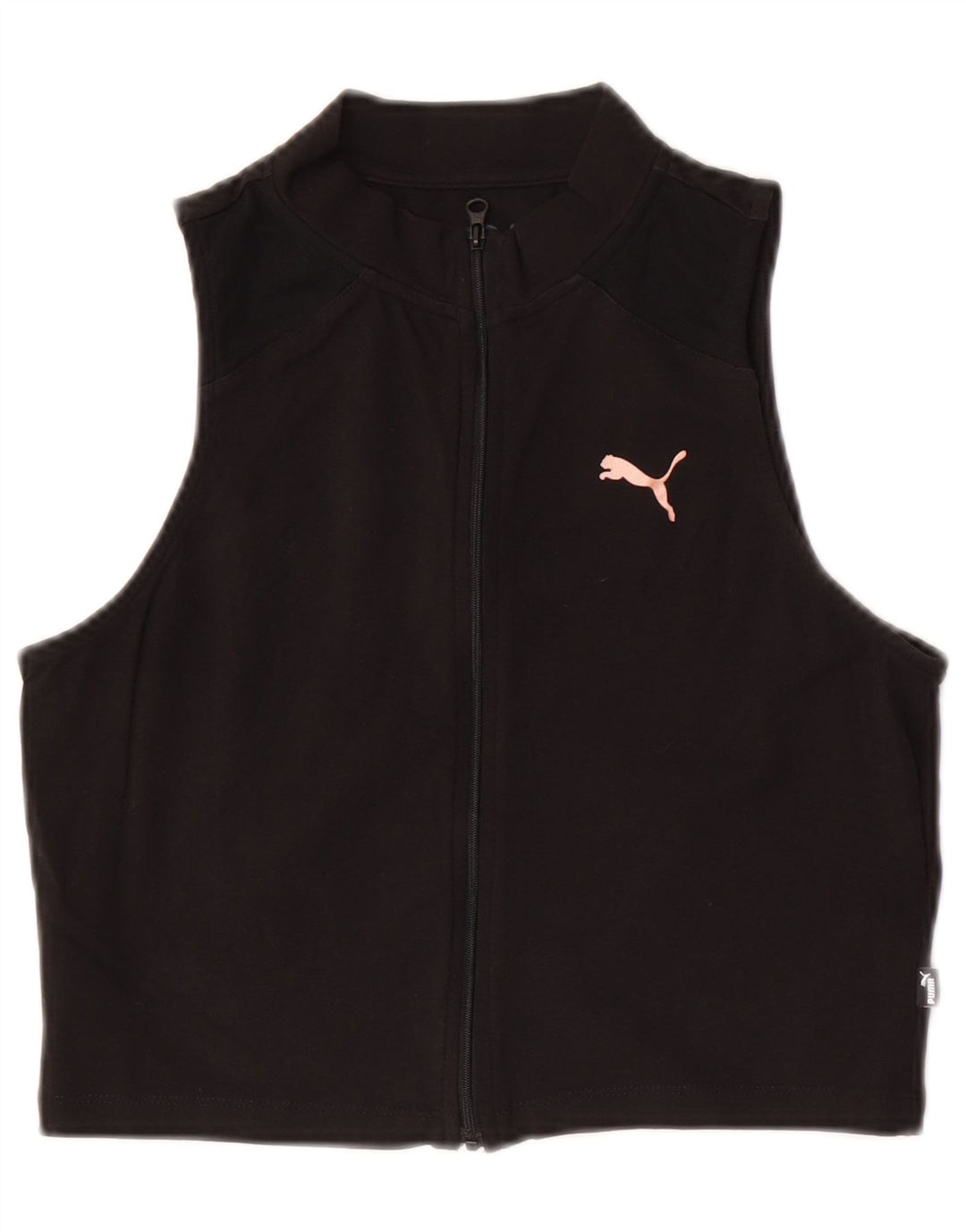 Puma Damen Ärmelloses Crop Top UK 14 Große schwarze Baumwolle