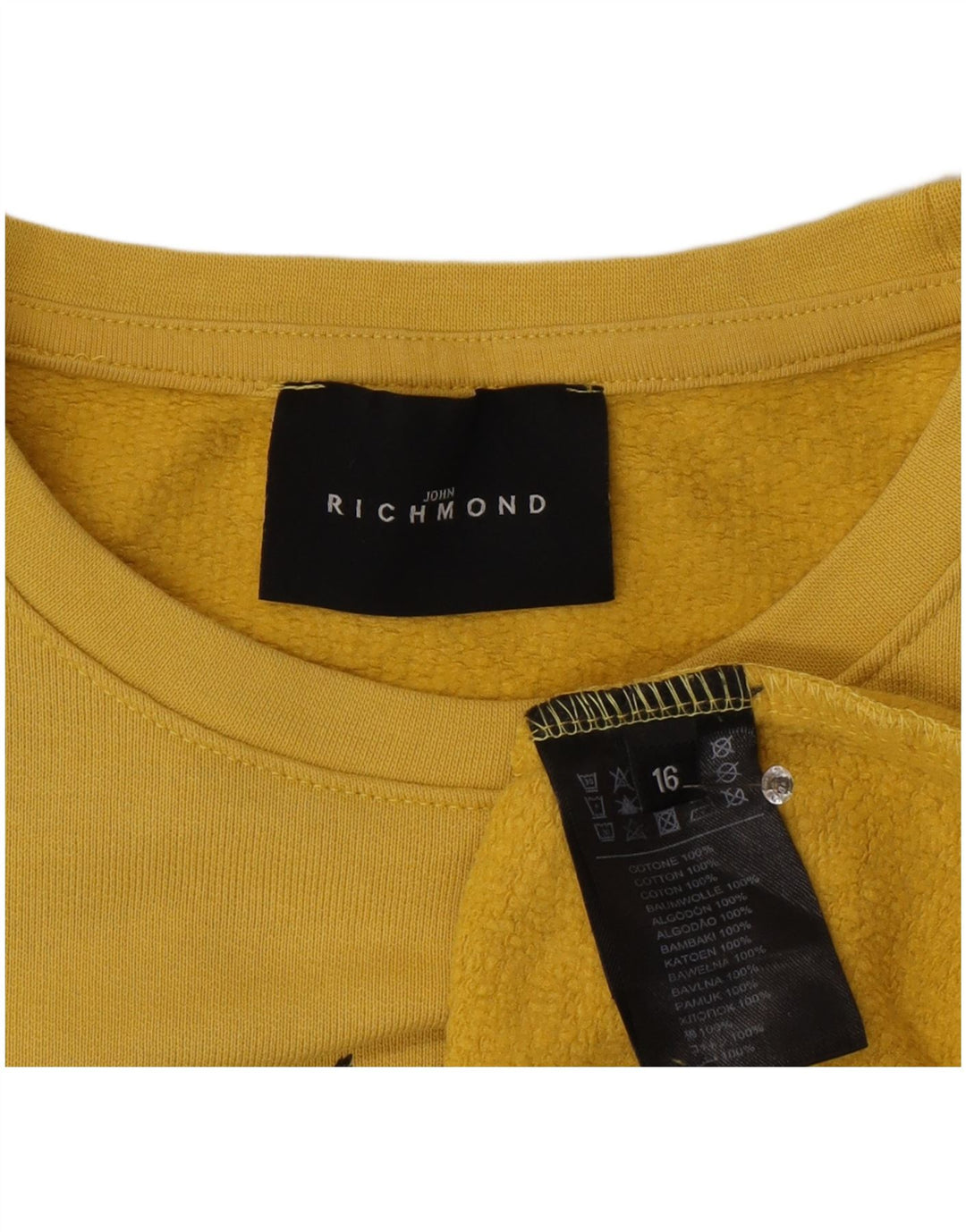 Richmond Jungen-Sweatshirt mit Grafik, 15–16 Jahre, gelbe Baumwolle