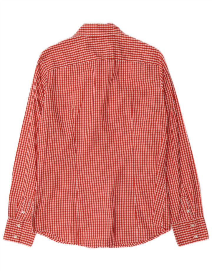 Tommy Hilfiger Damen-Hemd, US 10, große rote Gingham-Baumwolle