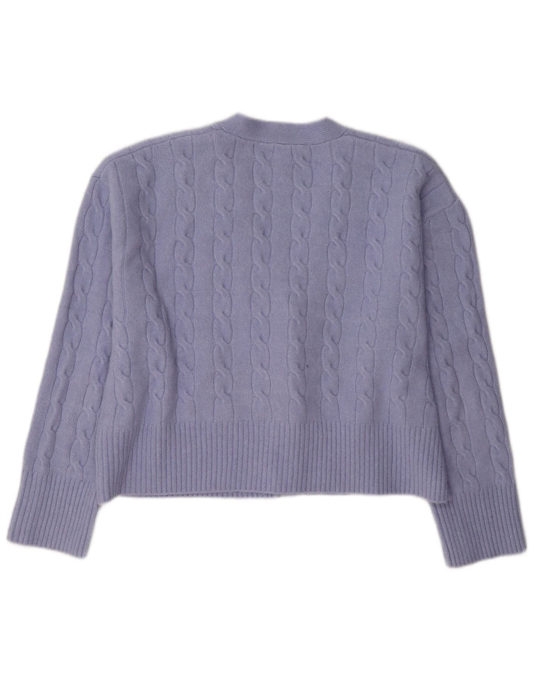 Zara Damen Crop Cardigan Pullover UK 14 Mittellila Polyester