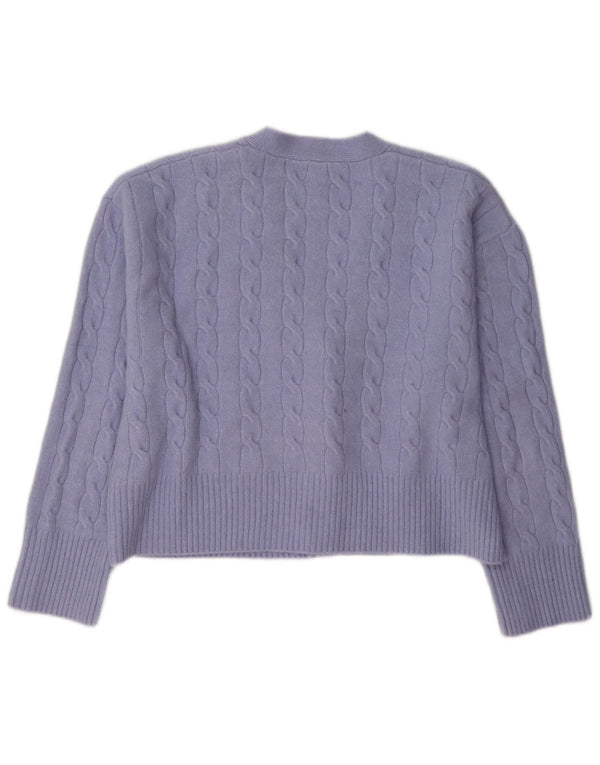 Zara Damen Crop Cardigan Pullover UK 14 Mittellila Polyester
