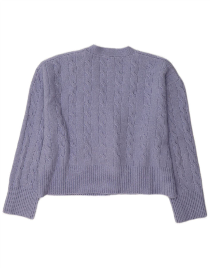 Zara Damen Crop Cardigan Pullover UK 14 Mittellila Polyester