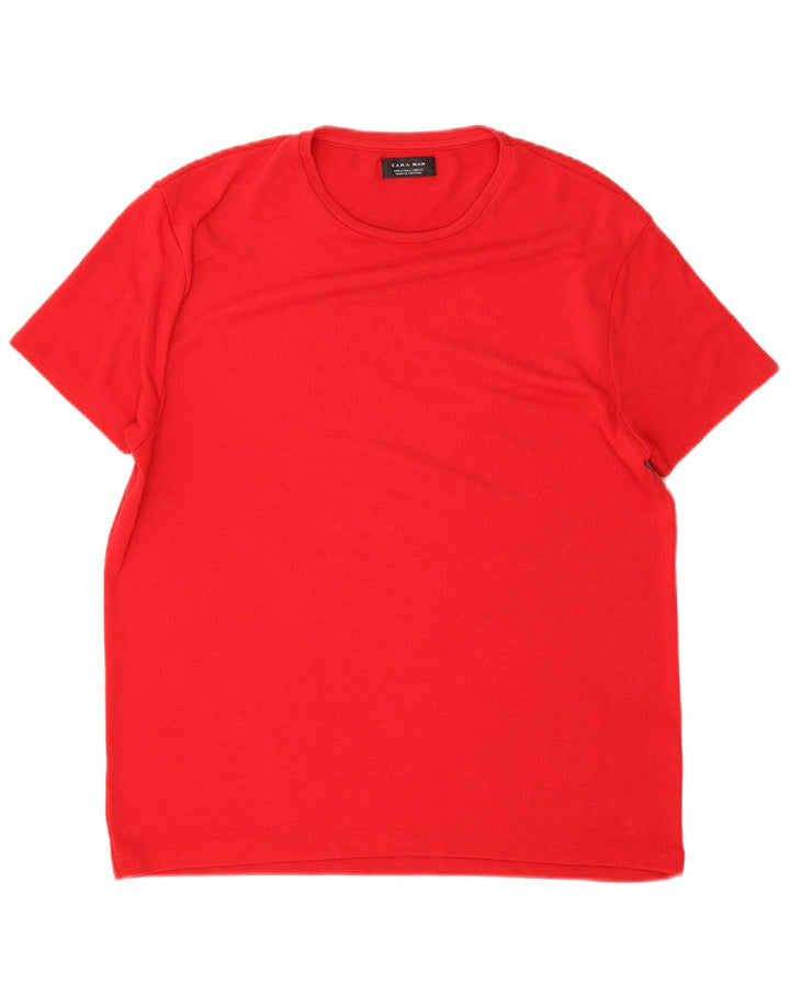 Zara Herren T-Shirt Top Large Rot
