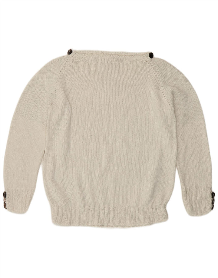 Vintage Damen Pullover mit U-Boot-Ausschnitt, UK 12, Mittelweiß