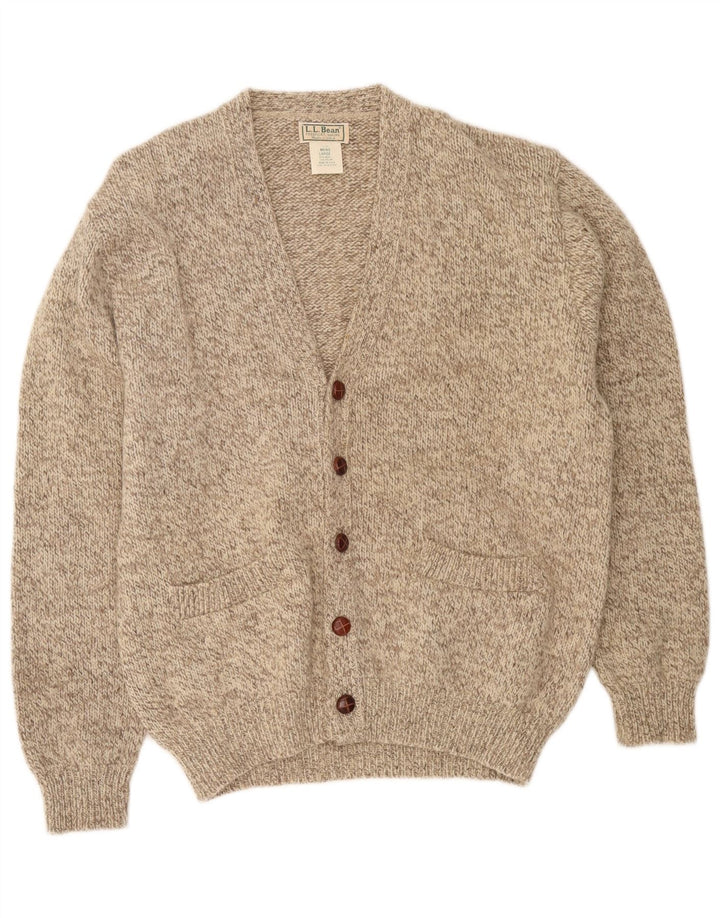 L.L.Bean Herren-Strickjacke, große beige gesprenkelte Wolle