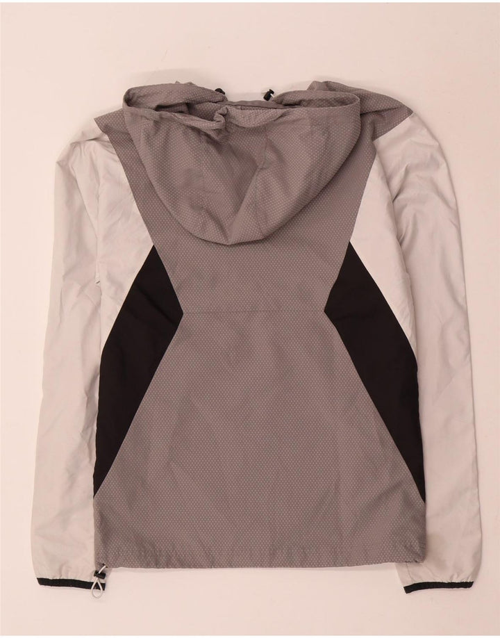 Adidas Herren-Regenjacke mit Kapuze, UK 34, XS, graues Colourblock-Polyester