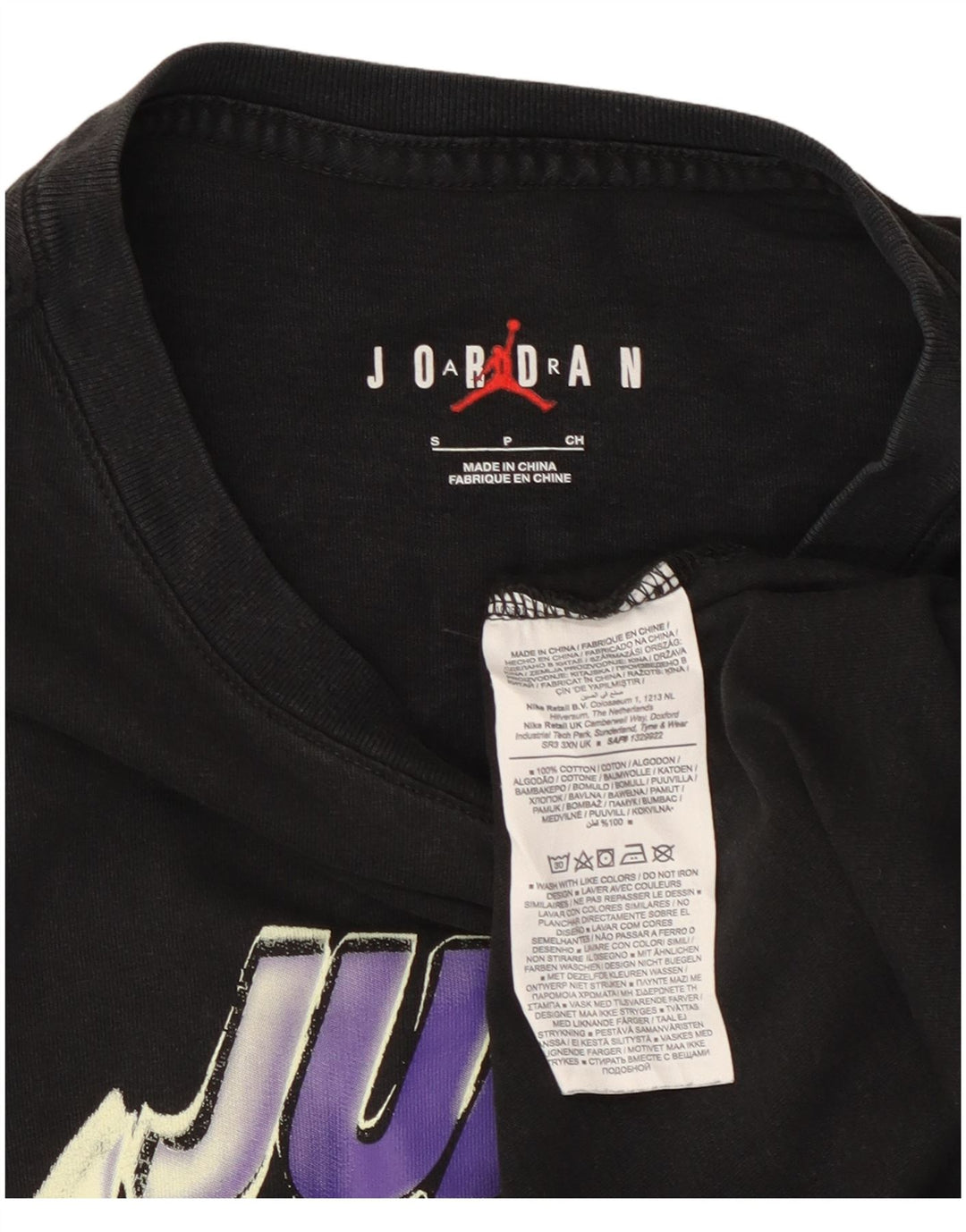 JORDAN Herren-T-Shirt mit Grafik, Größe S, schwarze Baumwolle