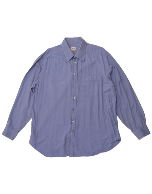 ARMANI COLLEZIONI Herrenhemd Größe 44 17 1/2 XL Blaue Nadelstreifen-Baumwolle