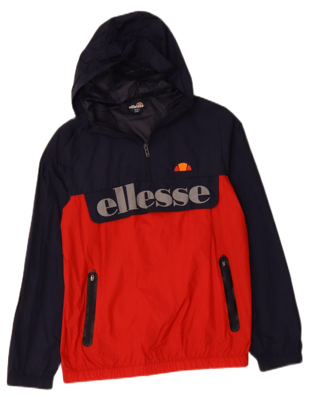 Ellesse Jungen-Anorakjacke mit Kapuze und Grafik, 13–14 Jahre, Marineblau, Farbblock