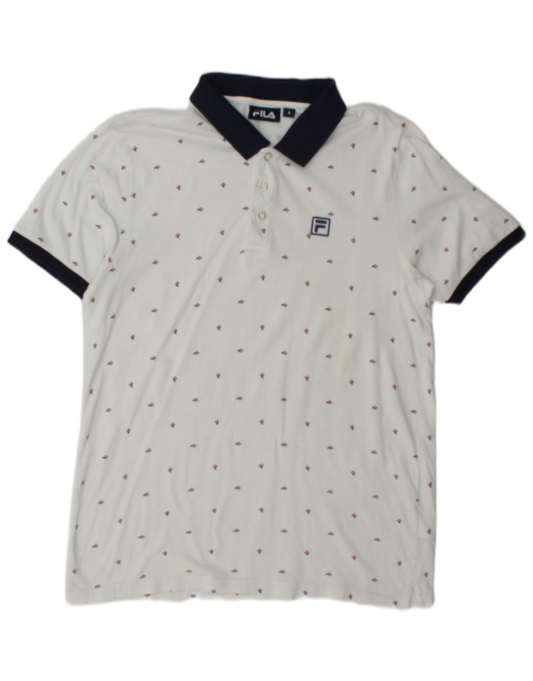 Fila Herren-Poloshirt mit Grafik, Größe S, weiße Baumwolle