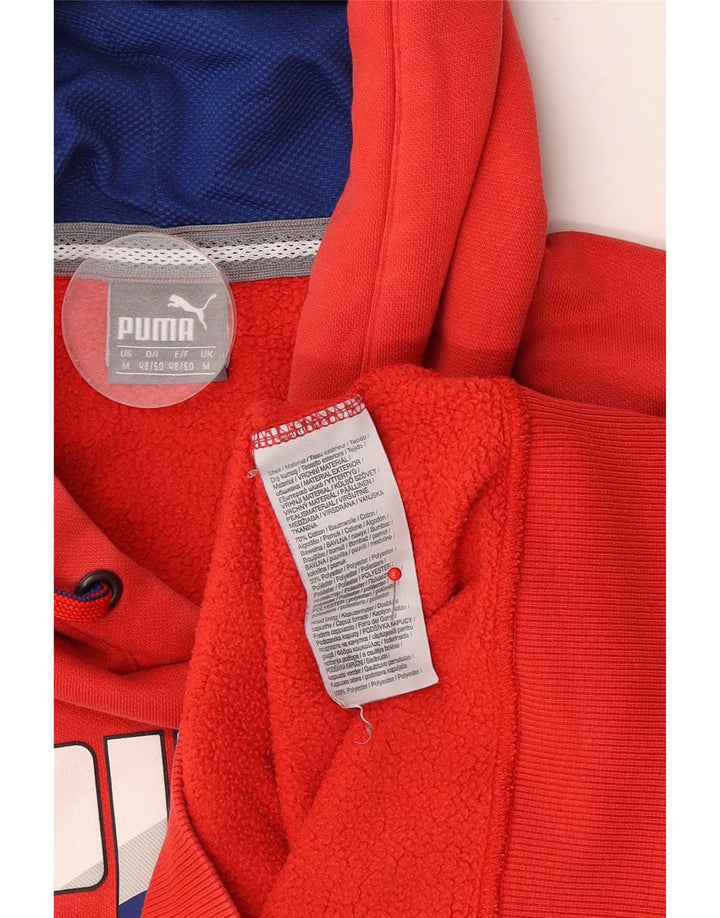 Puma Herren Grafik-Hoodie-Pullover aus mittelroter Baumwolle