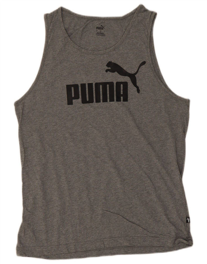 Puma Herren Graphic Vest Top Large Grau Baumwolle