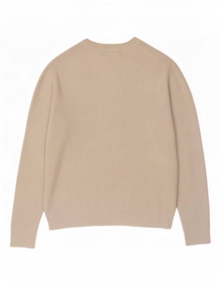 Reiss Herren-Pullover mit Rundhalsausschnitt, mittelbeigefarbenes Nylon