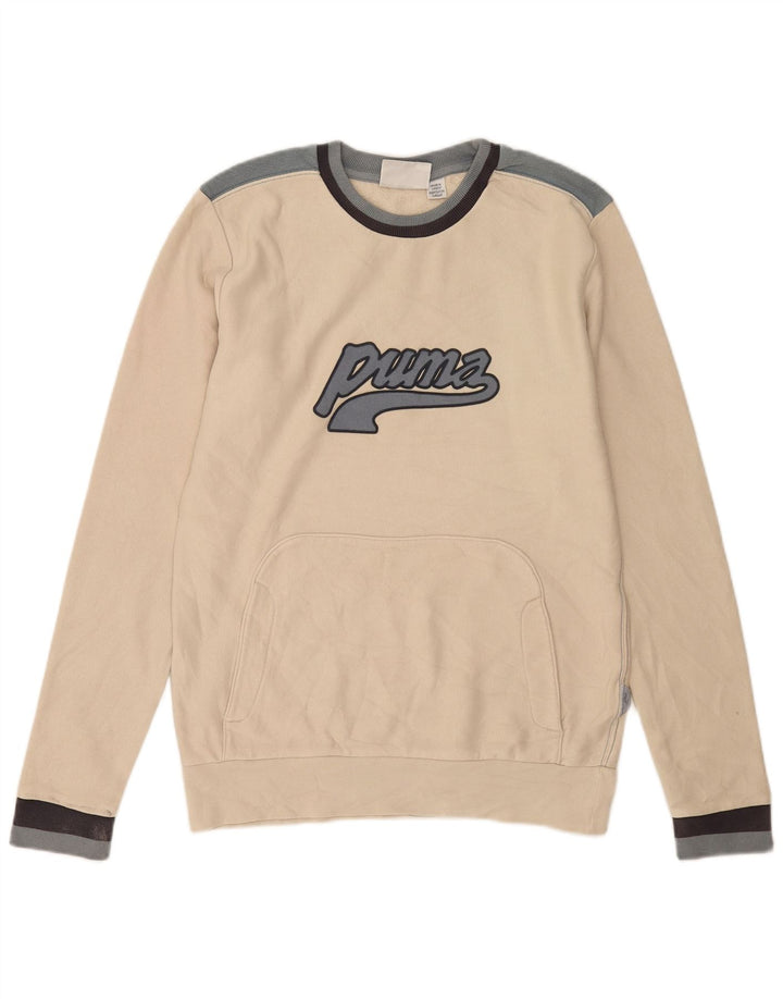 Puma Herren-Sweatshirt mit Grafik, Größe S, gebrochenes Weiß, Farbblock