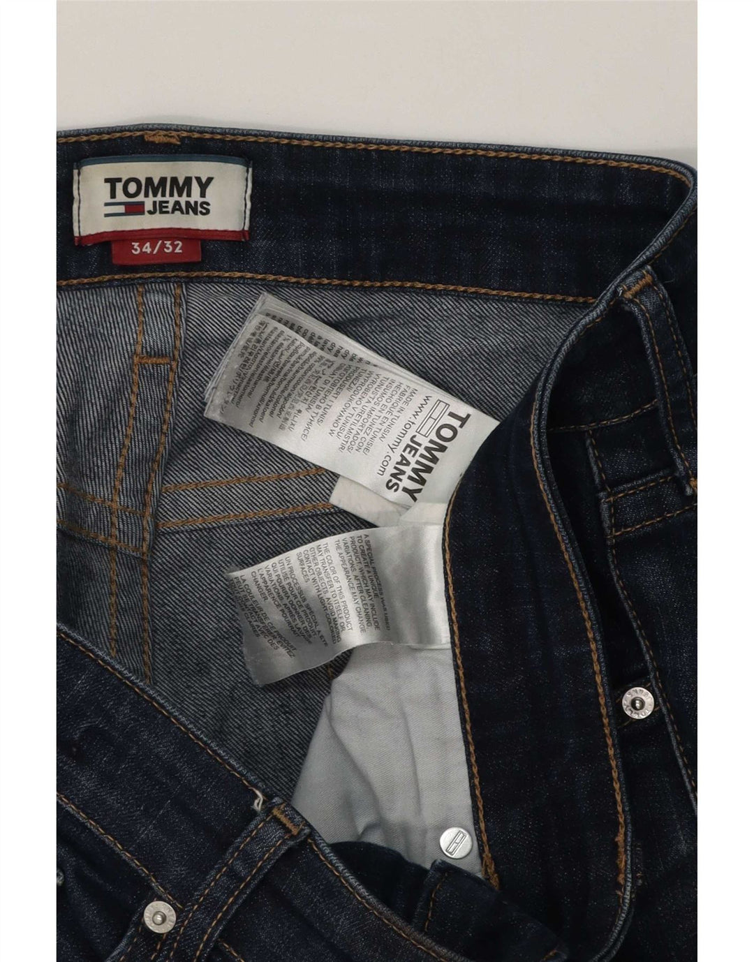 Tommy Hilfiger Herren Straight Jeans W34 L32 Blaue Baumwolle