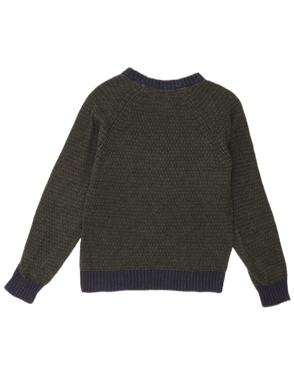 Fat Face Damen-Pullover mit U-Boot-Ausschnitt, Gr. 6, XS, Grün, Colourblock-Baumwolle