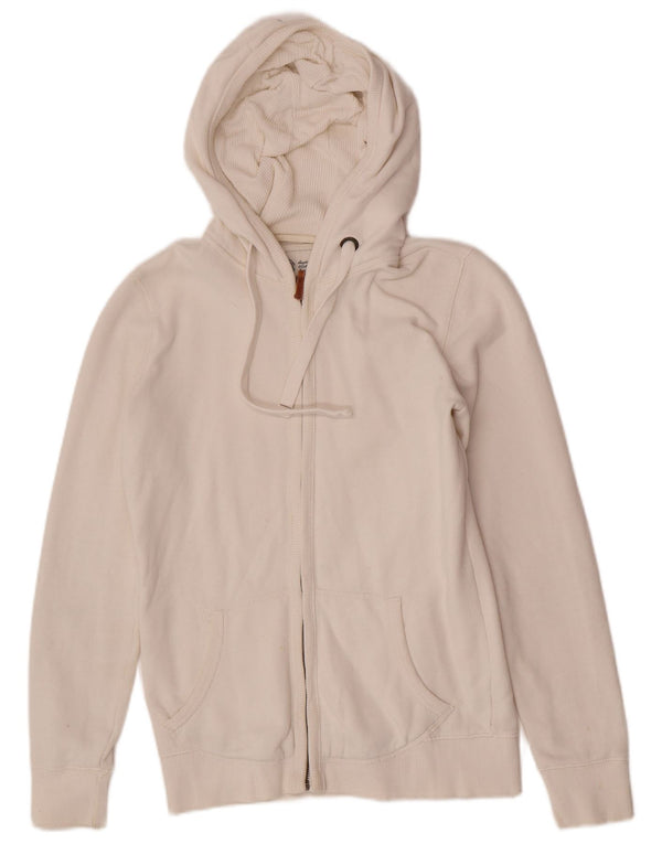 Fat Face Damen-Pullover mit Kapuze, übergroß, mit Reißverschluss, Gr. 10, Größe S, cremefarbene Baumwolle
