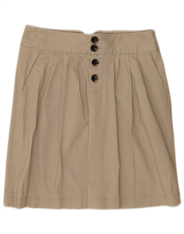 BENETTON Damen Minirock IT 40 Small W28 Beige Baumwolle