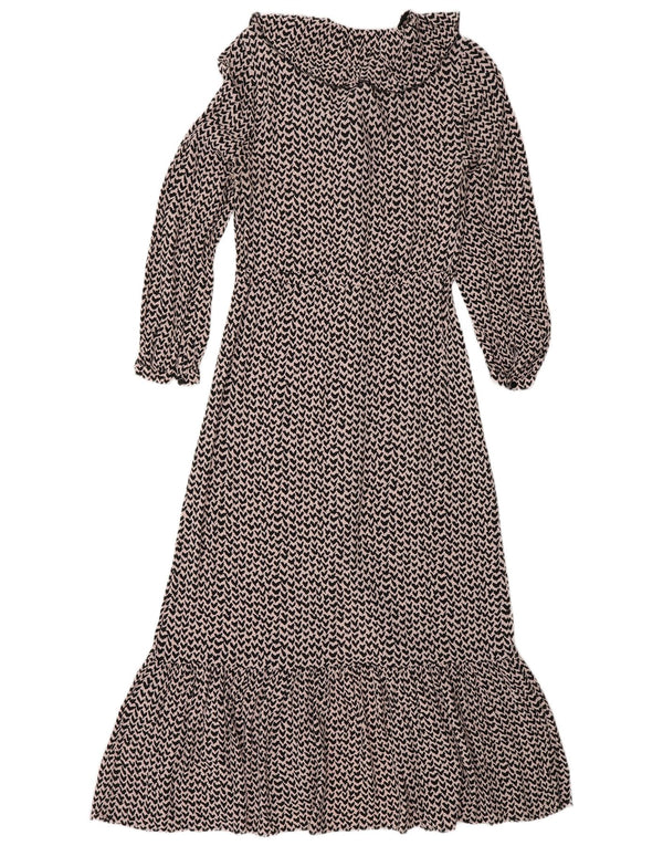 Whisper Womens Abstract Pattern Maxi Dress UK 10 Small Rosa Viskose