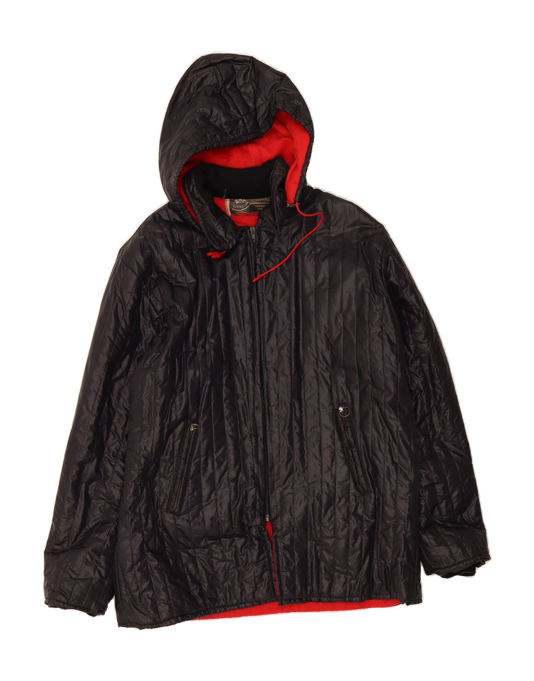 VINTAGE Womens Hooded Padded Jacket UK 16 Large Black Vintage Vintage and Second-Hand Vintage from Messina Hembry 