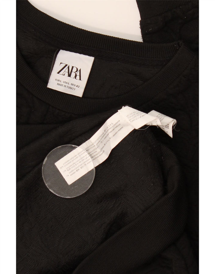 Zara Herren-Sweatshirt, Pullover, groß, schwarz, geblümt, Polyester