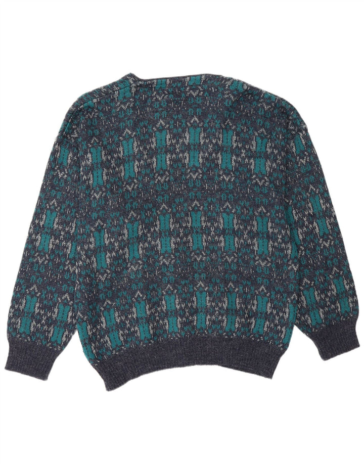 Derby Herren-Strickjacke, groß, blau, geometrisch