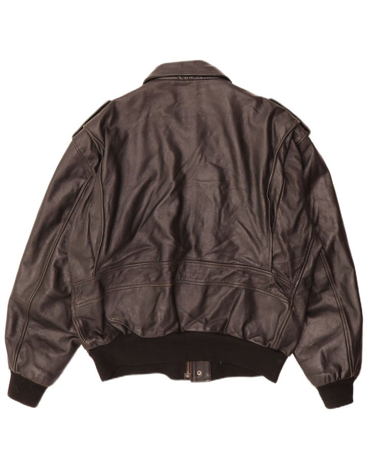 Vintage Herren Militärlederjacke UK 42 XL Schwarz