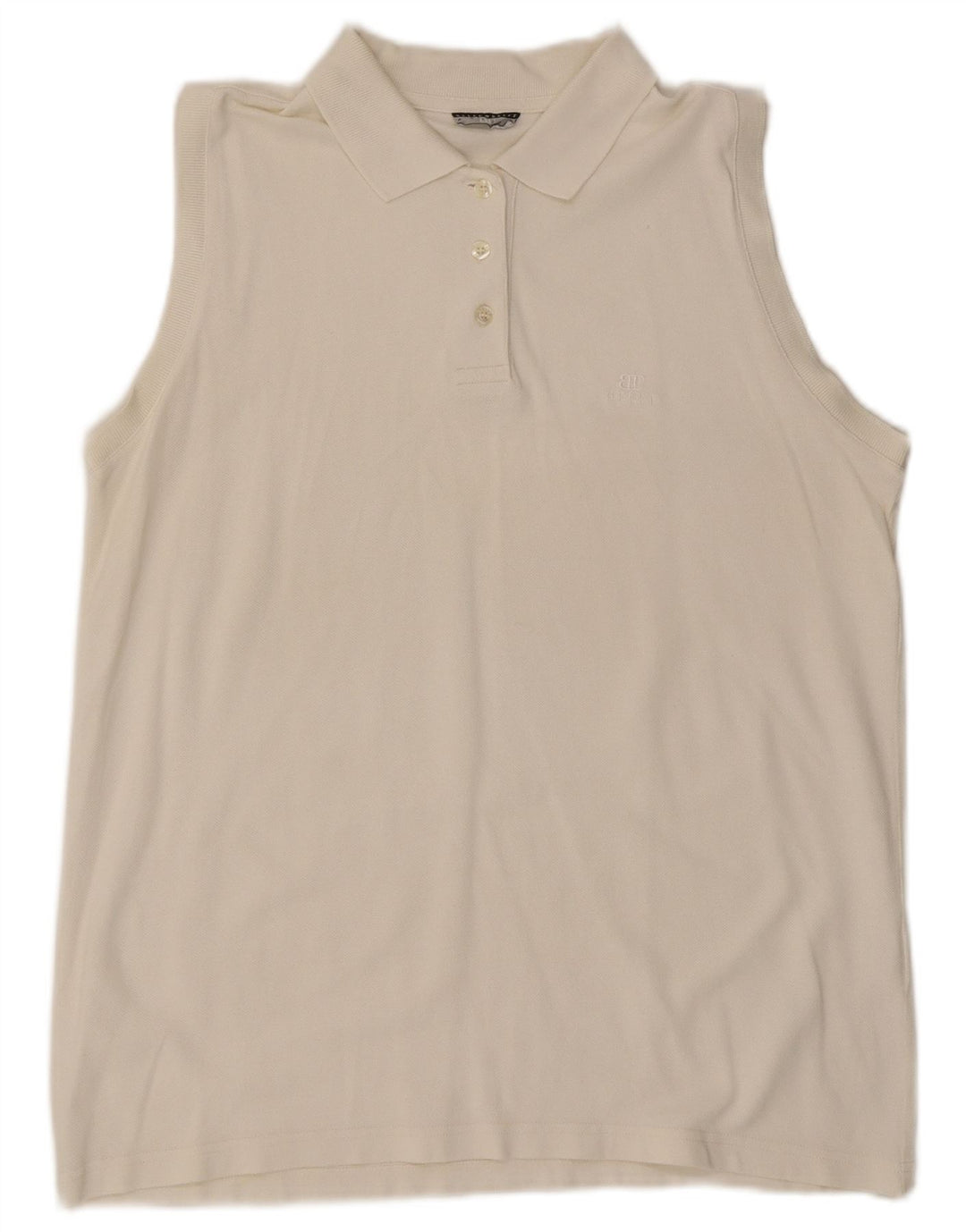 Belfe Damen ärmelloses Poloshirt XL aus weißer Baumwolle
