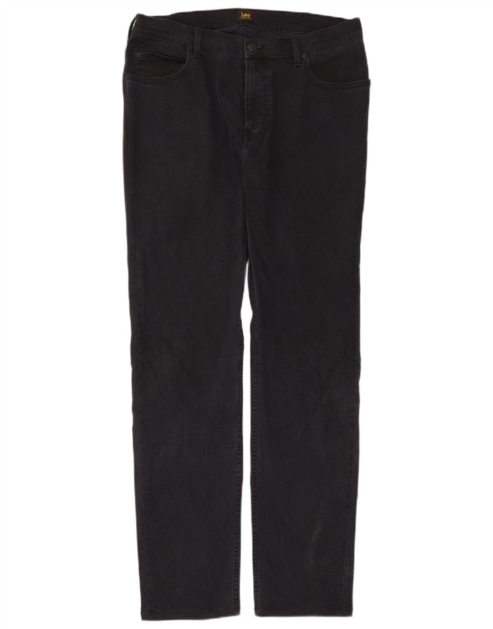 Lee Herren Rider Straight Jeans W36 L34 Schwarze Baumwolle