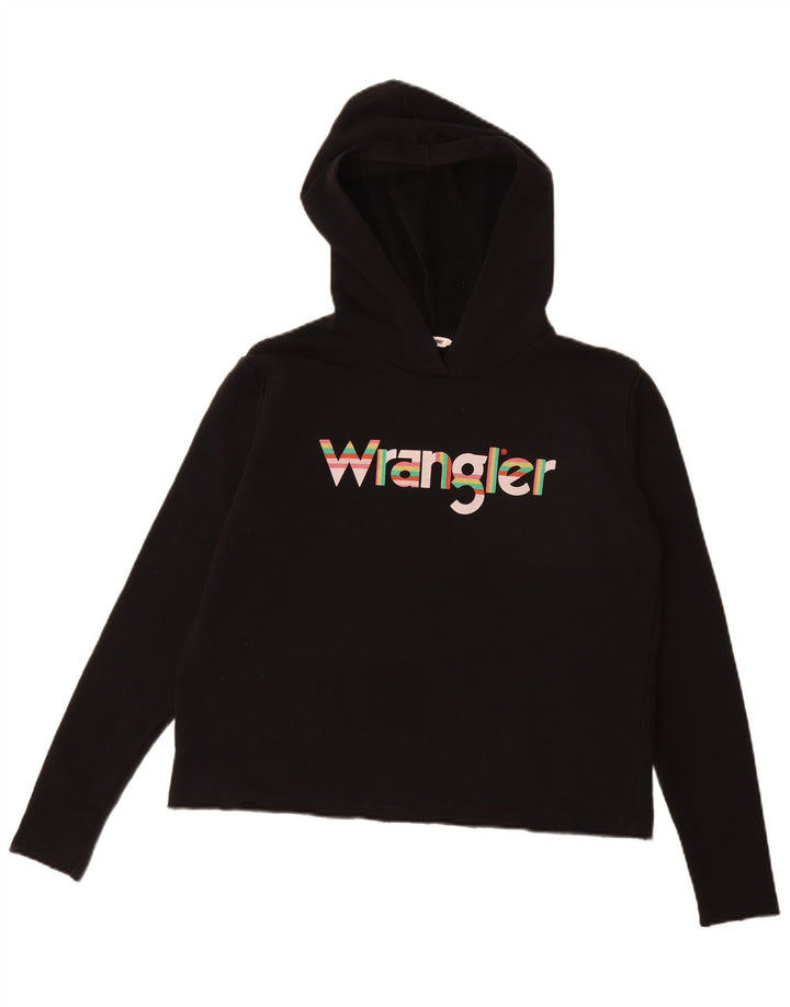 WRANGLER Damen-Pullover mit übergroßem grafischem Kapuzenpullover, Gr. 10, Größe S, Schwarz, Baumwolle