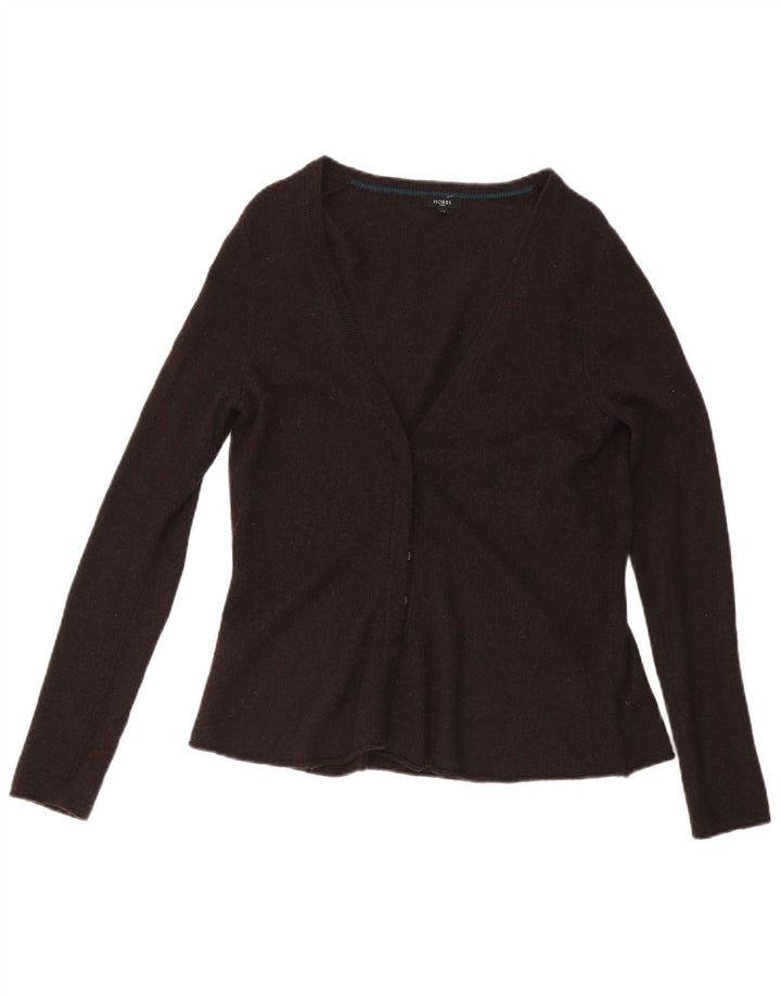 Hobbs Damen-Cardigan-Pullover UK 14 Mittelbraune Lammwolle