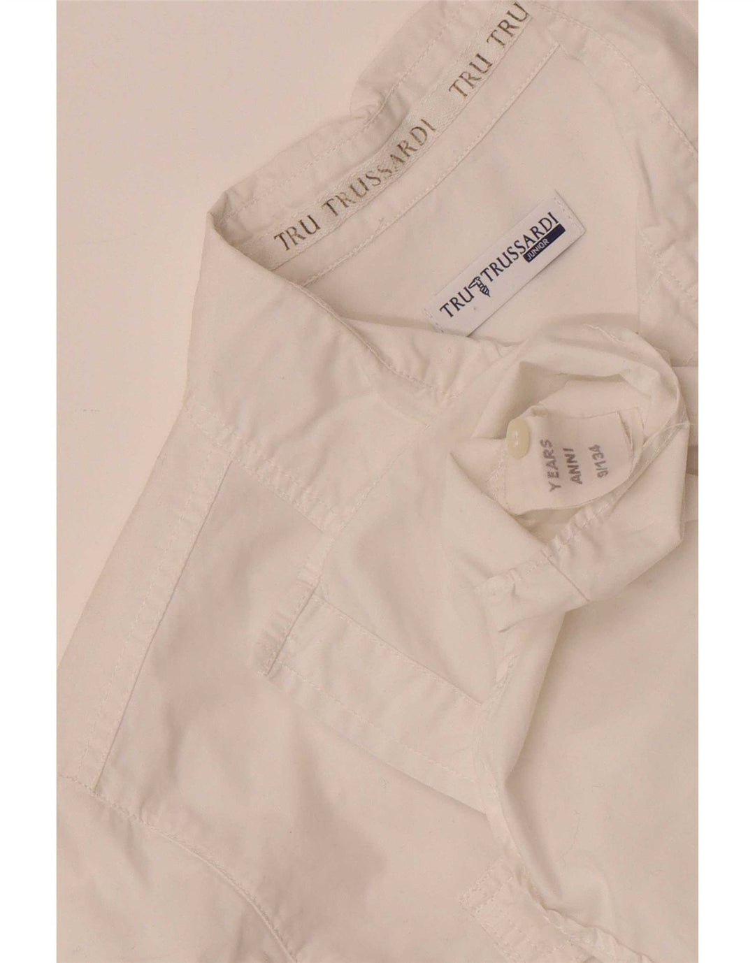 Trussardi Jungen-Hemd mit Grafik, 8–9 Jahre, weiße Baumwolle