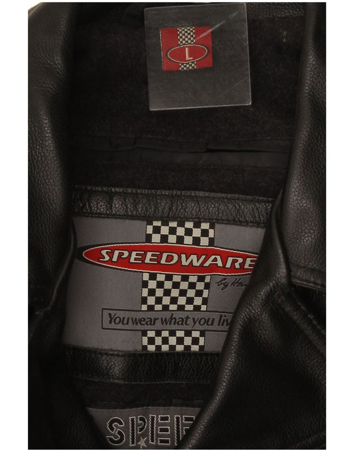 HEIN GERICKE Herren Leder Bikerjacke UK 40 Großes schwarzes Leder