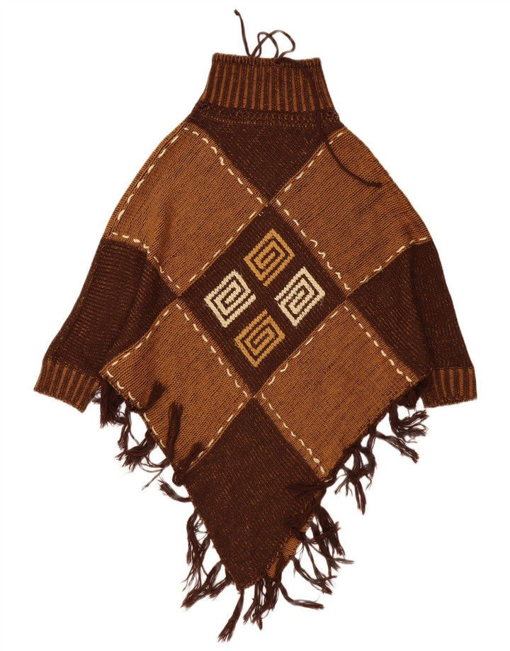 Pashmina Poncho-Pullover für Damen, Einheitsgröße, braun, Argyle/Diamant-Kaschmir