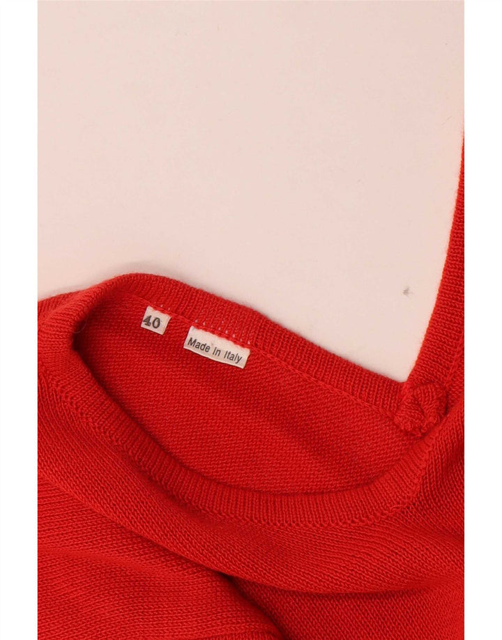 Vintage Damen Übergroßer Pullover mit V-Ausschnitt IT 40 Klein Rot gestreift