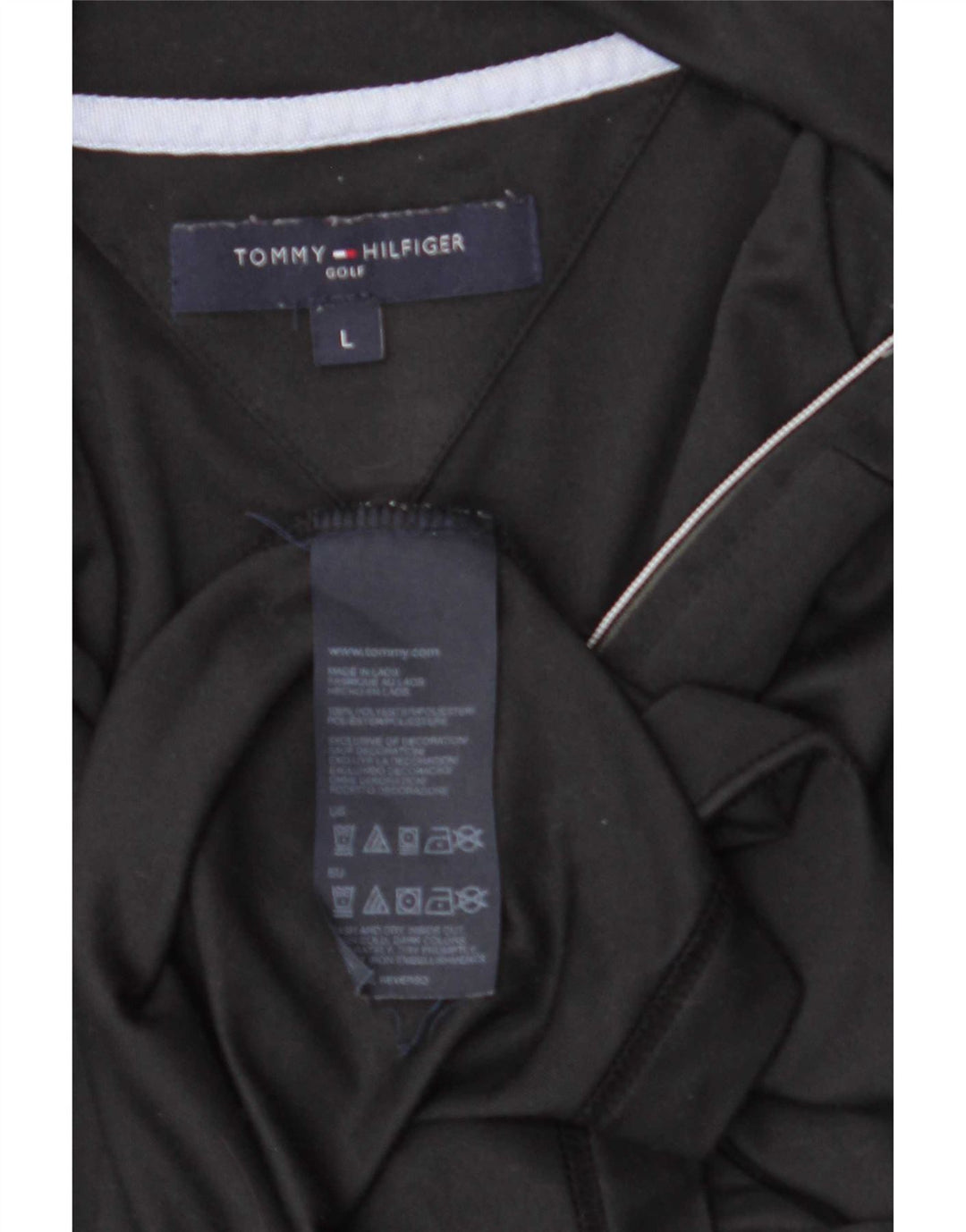 Tommy Hilfiger Herren-Top mit Reißverschluss, langärmelig, großes schwarzes Polyester