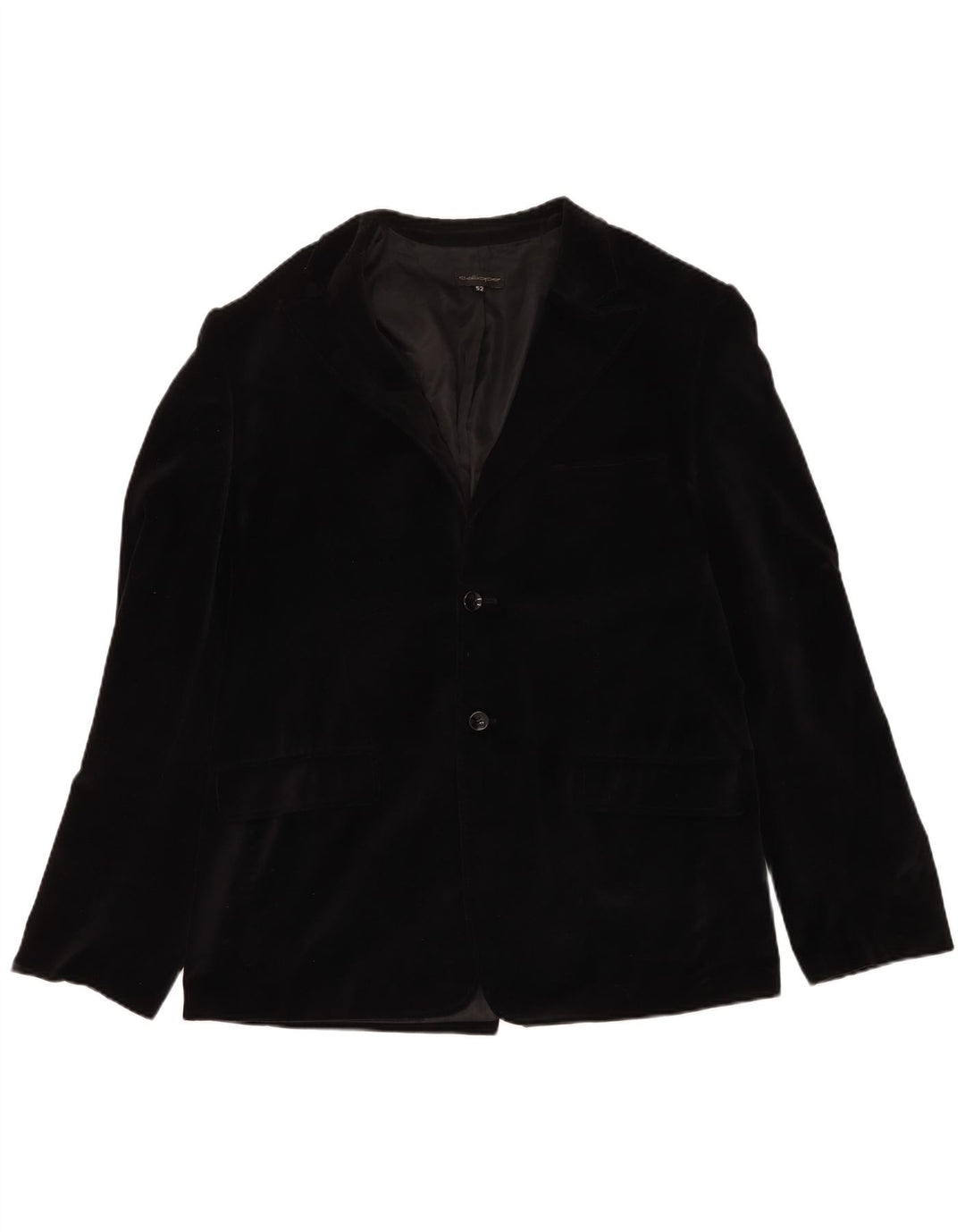 Calliope Herren 2-Knopf-Samt-Blazerjacke IT 52 XL, schwarze Baumwolle