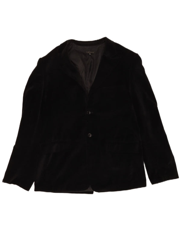 Calliope Herren 2-Knopf-Samt-Blazerjacke IT 52 XL, schwarze Baumwolle