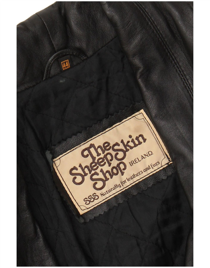 Vintage Damen Ledermantel EU 44 XL Schwarzes Leder